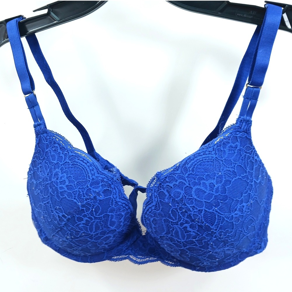 Joyspun Royal Blue Floral Lace Push Up Underwire Bra 34C JS670